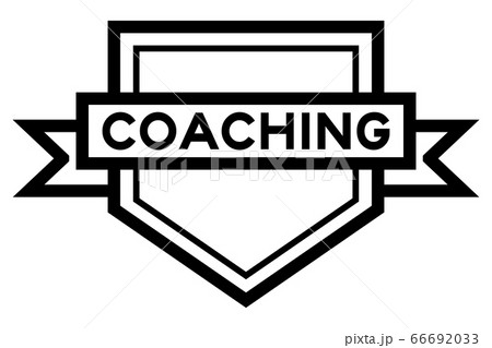 Vintage black color pentagon label banner with word coaching on white background 66692033