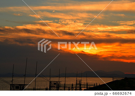 柳川市 有明海の夕景 柳川市 有明海の夕景 66692674