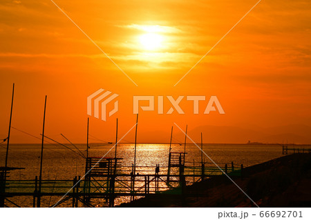 柳川市　有明海の夕景 66692701