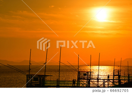 柳川市 有明海の夕景 柳川市 有明海の夕景 66692705