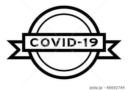 Round vintage label banner in black color with word COVID-19 (Code for Coronavirus) on white background 66692784