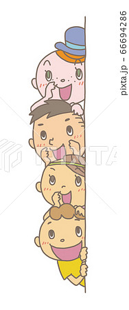 キッズ_縦並び_手描きタッチ_輪郭有04 66694286