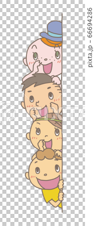 キッズ_縦並び_手描きタッチ_輪郭有04 66694286