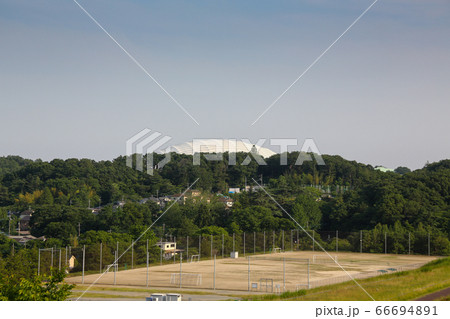 埼玉県　山口貯水池（狭山湖）から西武ドームを望む 66694891