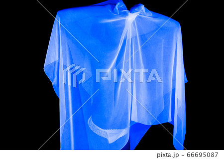 Image of naked woman covered textile in white lingerie Image of naked woman covered textile in white lingerie 66695087
