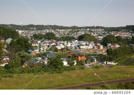 埼玉県　山口貯水池（狭山湖）から東（所沢）側を望む 66695204