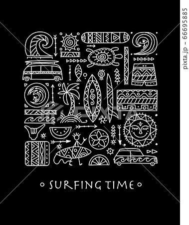 Surfing background. Tribal elements for your design Surfing background. Tribal elements for your design 66695885