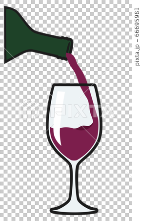 赤ワインをボトルからワイングラスに注ぐイラスト のイラスト素材