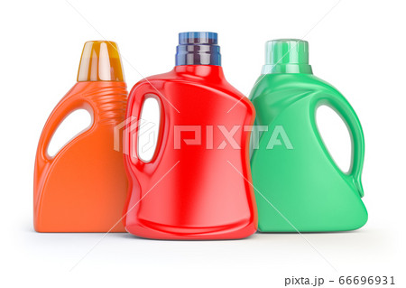 Set of detergent plastic bottles with chemical 66696931
