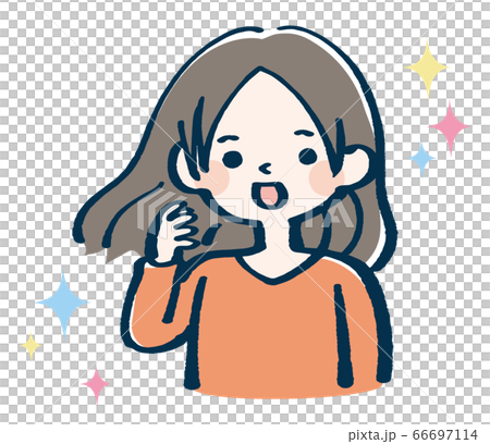 髪の毛　美容　なびく　女性　イラスト 66697114