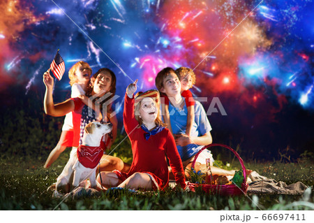 American family on Independence Day. 4th of July. 66697411