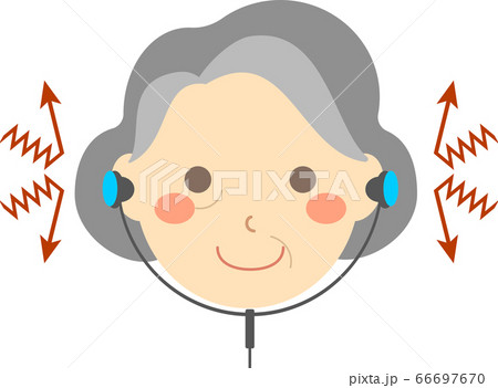 ノイズキャンセリングイヤホンをつけた年配女性 ノイズキャンセリングイヤホンをつけた年配女性 66697670