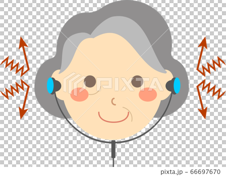 ノイズキャンセリングイヤホンをつけた年配女性 ノイズキャンセリングイヤホンをつけた年配女性 66697670