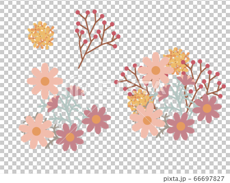 キンモクセイ　コスモス　ローズヒップ　パターン 66697827