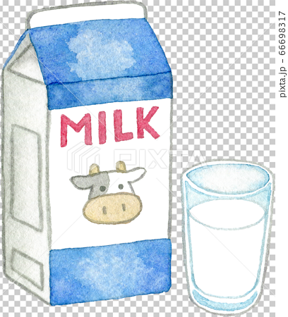 牛乳パックとコップに入った牛乳のイラスト素材