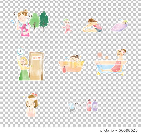 Assorted illustrations of women living a healthy life 66698628