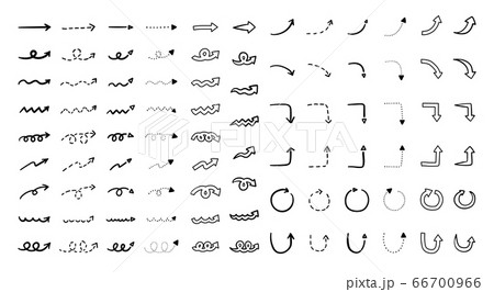 手書きの矢印のイラストのセット シンプル かわいい おしゃれのイラスト素材