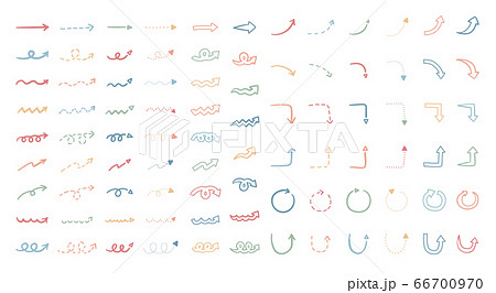 手書きの矢印のイラストのセット シンプル かわいい おしゃれのイラスト素材