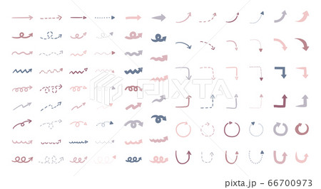 手書きの矢印のイラストのセット シンプル かわいい おしゃれのイラスト素材