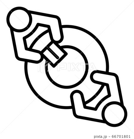 Two people at the round table icon, outline style Two people at the round table icon, outline style 66701801