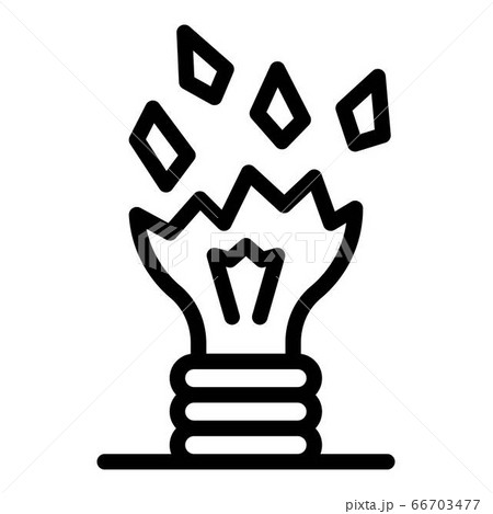 Cracked bulb icon, outline style Cracked bulb icon, outline style 66703477