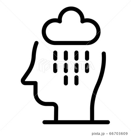 Sad rain in head icon, outline style 66703609