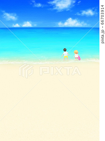 明るい浜辺の兄妹 66703914
