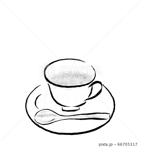 紅茶 墨の手描きイラスト のイラスト素材