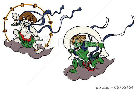 風神雷神_鉛筆画_色 66705454