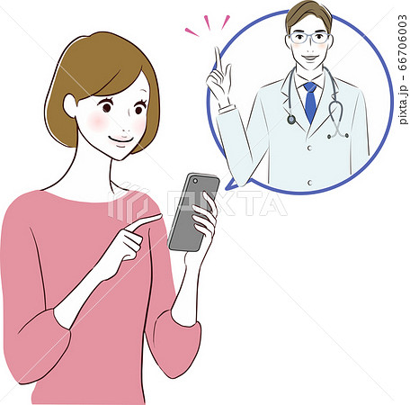 スマホで診療を受ける女性 66706003