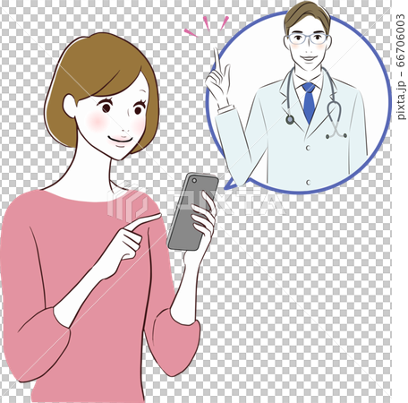 スマホで診療を受ける女性 66706003