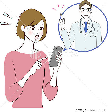 スマホで診療を受ける女性 66706004