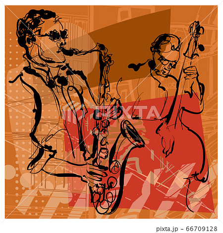 Saxophone and double-bass players Saxophone and double-bass players 66709128