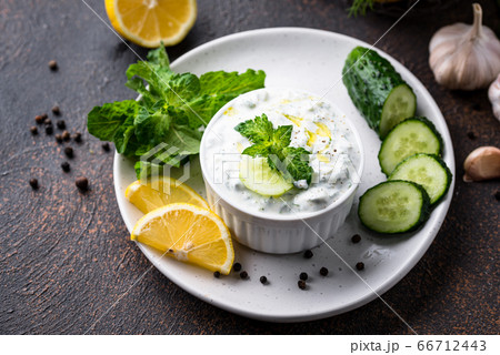 Traditional Greek sauce or appetizer tzatziki Traditional Greek sauce or appetizer tzatziki 66712443