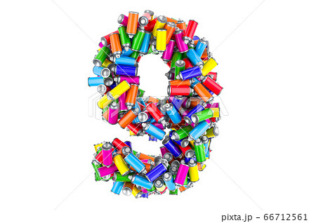 Number 9 from colored spray paint cans 66712561