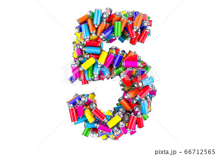 Number 5 from colored spray paint cans 66712565
