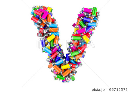 Letter V from colored spray paint cans Letter V from colored spray paint cans 66712575