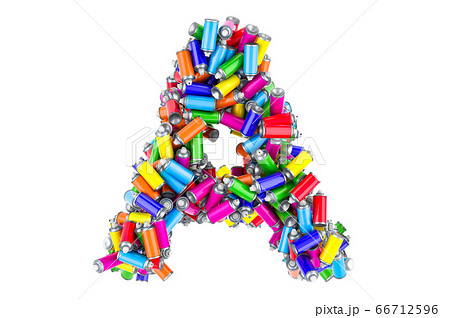 Letter A from colored spray paint cans 66712596