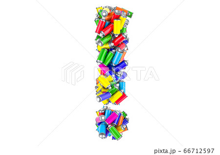 Exclamation mark from colored spray paint cans 66712597