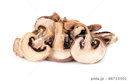 Dried sliced mushrooms isolated on white 66713301