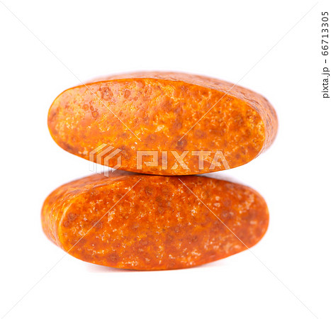 Two pills isolated on white background. Dietary 66713305