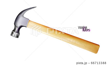 Modern steel realistic hammer with wooden handle. Modern steel realistic hammer with wooden handle. 66713388
