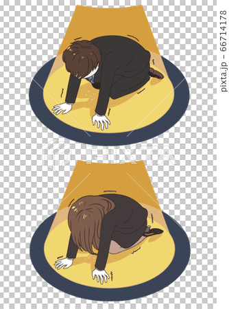 挫折して打ちひしがれる会社員のイラスト素材