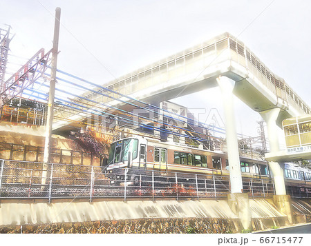 Jr山陽本線 新快速の走行風景 神戸市垂水区 のイラスト素材