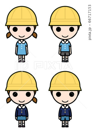 アイコン風人物 制服を着た幼稚園児 夏服 冬服 のイラスト素材