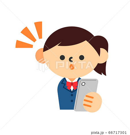 学生 スマートフォン 上半身 女の子 制服 閃き 気付くのイラスト素材