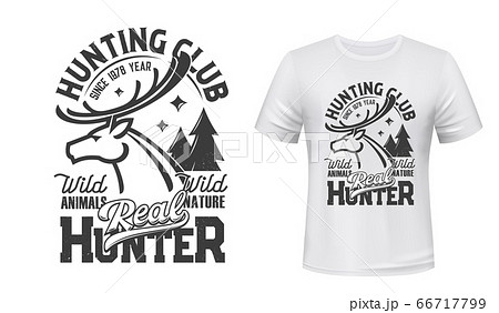 Deer t-shirt print mockup, hunting club reindeer 66717799