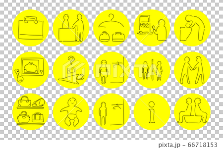 ラフな手書き風アイコンセット：更衣室やトイレなどのベクターイラスト 66718153