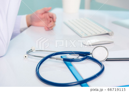 Medicine doctor's working on desk. Closeup of 66719115