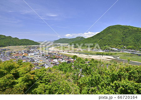 河原城 お城山展望台からの眺め 鳥取県鳥取市 河原町 の写真素材